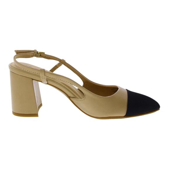 Anne Klein Women's Brooklyn Block Heel Slingback Dress Pumps Nude Black Size 6 - Picture 2 of 3